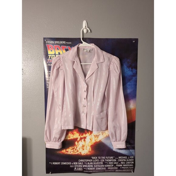 Vino De Casa Pink Shiny Vintage Button Up Crop Blouse Junior Size 1 - Picture 1 of 6